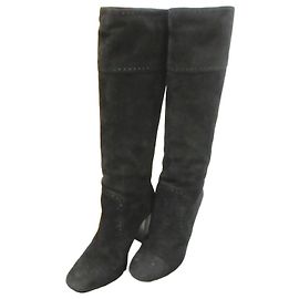 Tod's Gommini Suede Long Boots Black