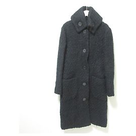 Autre Marque Cacharel Tweed langer Mantel Schwarz