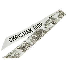 Dior Toile de Jouy Mitzah Seidentuch Weiß Khaki