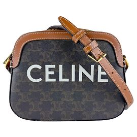 Céline Celine Triomphe Small Leather Camera Bag Brown
