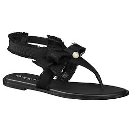 Dior Adorable Tanga Black Grosgrain Sandals Black