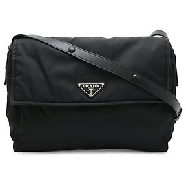 Bolsa de ombro acolchoada Re-Nylon com triângulo PRADA Preto
