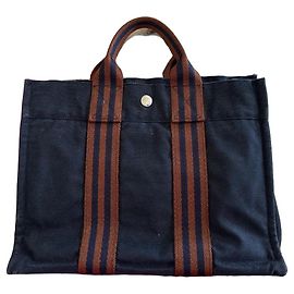 Bolsa Hermès Tote PM em Lona - Azul Marinho Azul Azul marinho Azul escuro