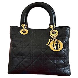 Dior Lady Dior Medium Borsa in pelle d'agnello nera Nero