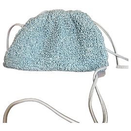 Bottega Veneta Pouch Bag Light Turquoise Raphia Blue Light blue Turquoise