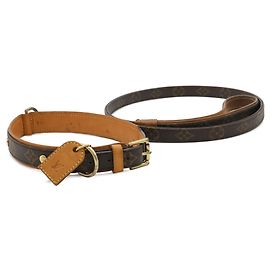 Louis Vuitton Monogram Collar and Leash Set Brown