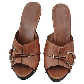 Gucci Sandales à Talons en Cuir Marron Marron