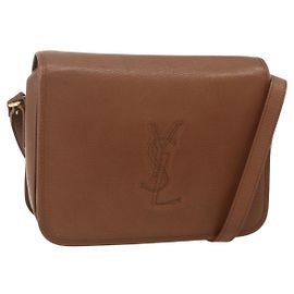 Bolsa de Ombro SAINT LAURENT em Couro Marrom Ouro Auth am11629A Marrom Dourado