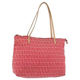 FENDI Zucchino Canvas Tote Bag Rot Gold Auth 179852 Rot Golden