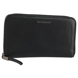 BURBERRY Long Wallet Leather Black Auth bs35104 Black