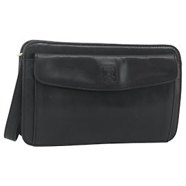 Céline CELINE Clutch Bag Leder Schwarz Gold Auth 180072 Schwarz Golden