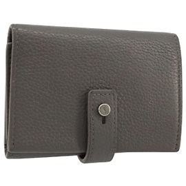 SAINT LAURENT Key Case Leather Gray Silver Auth bs35102 Brown Silvery