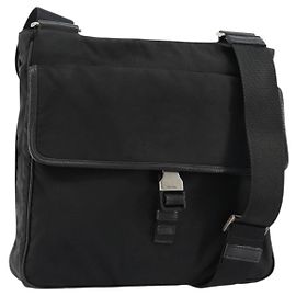 Borsa a Spalla PRADA Nylon Nero Argento Auth ka4274 Nero Argento
