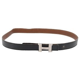 Hermès HERMES Constance Mini Belt Leather 39.4"" Black Auth 176406 Black