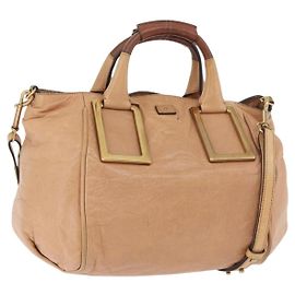 Chloé Sac à main Chloe Etel en cuir 2way Beige Gold Auth hk3719A Beige Doré
