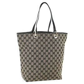 Borsa Tote GUCCI GG Canvas Nera Oro 002 1098 Auth ti3925 Nero D'oro