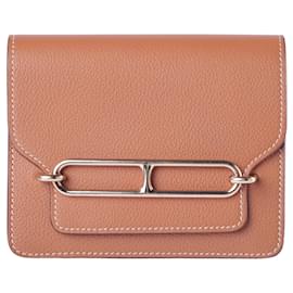 Cartera Hermès Roulis Gold Evercolor Leather Camello