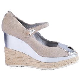 Autre Marque Espadrilles con zeppa in lino e argento Hogan Beige Altro
