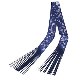 Hermès Les Clés à Pois Fringed Twilly Bleu Marine Multicolore Altro
