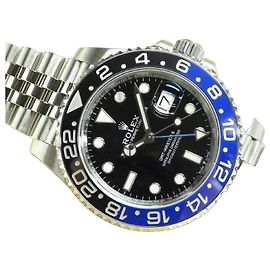 ROLEX GMT MasterII lunetta blu e nero Ref.126710BLNR Bracciale Jubilee Uomo Argento