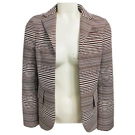 Blazer de algodón a rayas marrón / blanco Marc Jacobs Castaño
