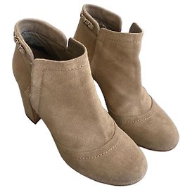 Chanel Beige Suede Chain Ankle Boots Beige
