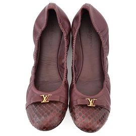 Louis Vuitton Elba Burgundy Leather Ballet Flats Prune