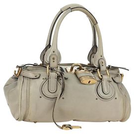 Chloé Borsa Chloe Paddington Lock in pelle small Beige