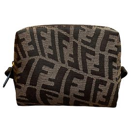 Small Fendi Monogram Clutch in Khaki Other