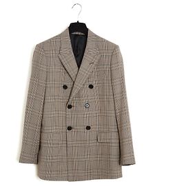 Céline Celine Hedi Slimane Karierter Doppelreihiger Wollblazer Beige