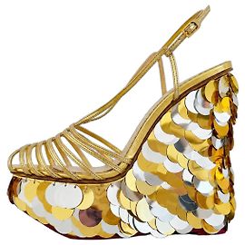 Sandali platform Charlotte Olympia Paillettes Oro e Argento Argento D'oro
