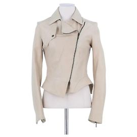 Plein Sud Leather Jacket Beige Beige
