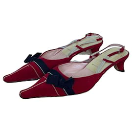 Prada Mules Red Navy blue
