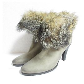 Autre Marque Buttero Suede Fox Fur Booties Brown Other