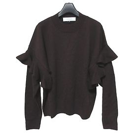 Autre Marque LE CIEL BLEU Strickpullover mit Rüschenband Braun