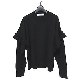 Autre Marque LE CIEL BLEU Strickpullover mit Rüschenband Schwarz