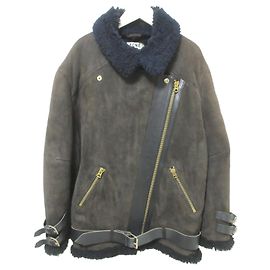 Acne Studios VELOCITE Shearling-Jacke Braun Schwarz