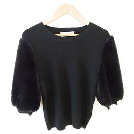 Autre Marque Aveniretoile Eco Fur Knit Pullover Black