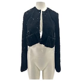 Autre Marque Paillettenjacke aus schwarzem Samt Schwarz
