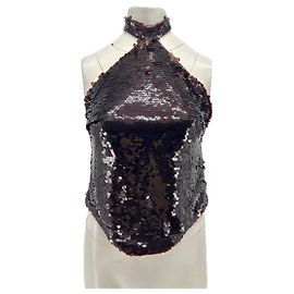 Autre Marque Top dos nu marron en sequin Marron