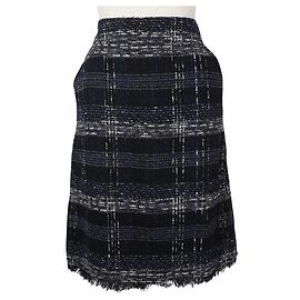 Gonna in tweed Chanel cotone nylon Nero Blu navy