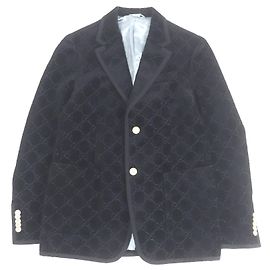 Giacca in velluto con logo GG Gucci Nero