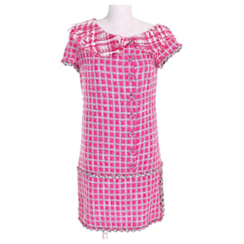 Vestido de tweed COCO Button Chanel Rosa