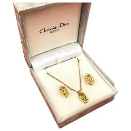 Conjunto de Colar e Brincos Christian Dior Dourado