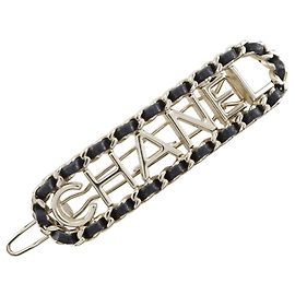 Chanel CHANEL Logo Chain Barrette Barrette Black