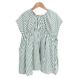 Autre Marque Blusa de seda e algodão listrada Drawer Branco Verde