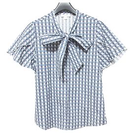 Autre Marque Camicetta con fiocco in cotone con stampa geometrica NARACAMICIE Blu Blu navy