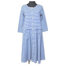 Autre Marque Robe en coton à rayures LOISIR Bleu Bleu clair