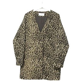 Autre Marque VICKY Jaqueta sem gola com decote em V em jacquard de leopardo Bege