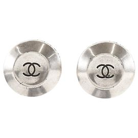 Chanel Coco Mark Earrings Silvery